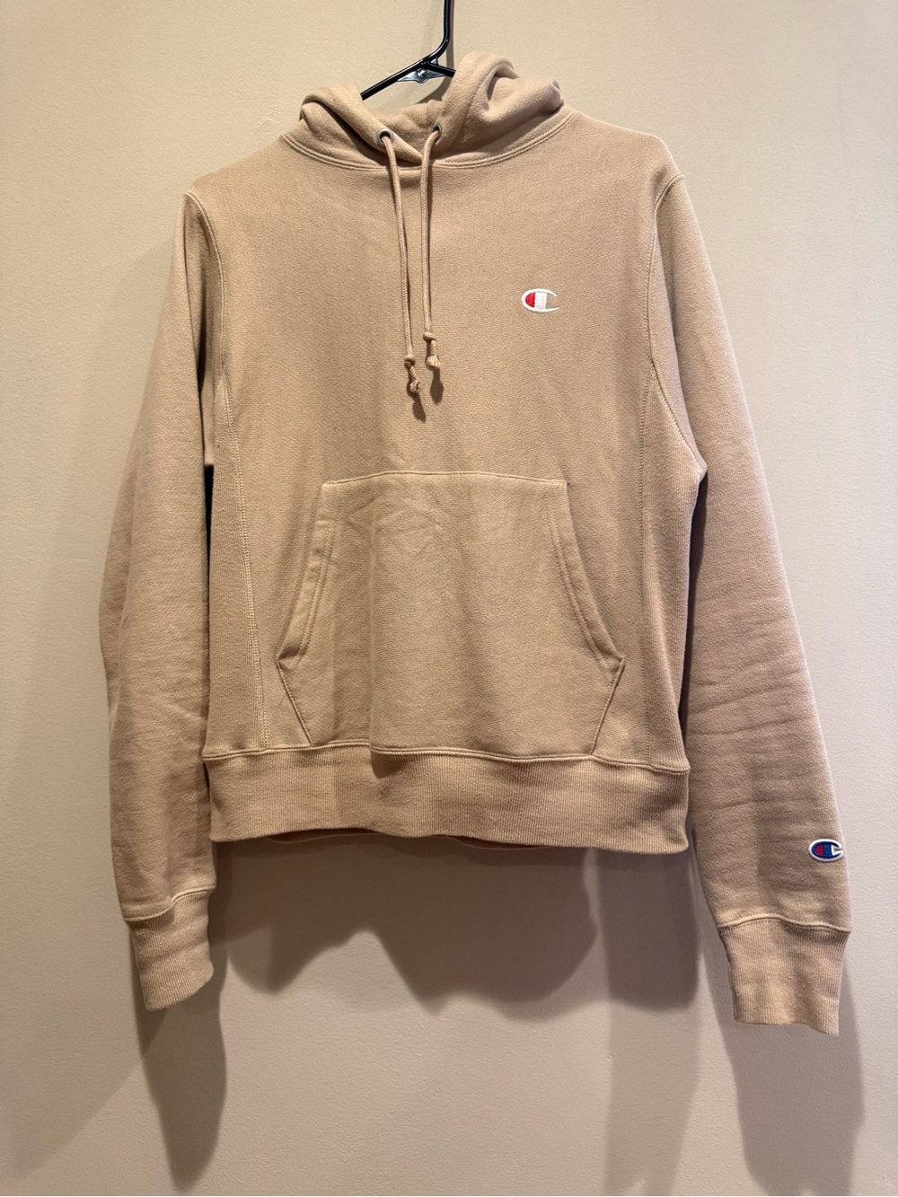 Champion Tan Pullover Hoodie with C Patch